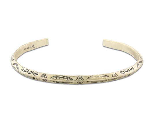 Navajo Bracelet 925 Silver Hand Stamped Triangle Signed Arrow & Signpost C.80's