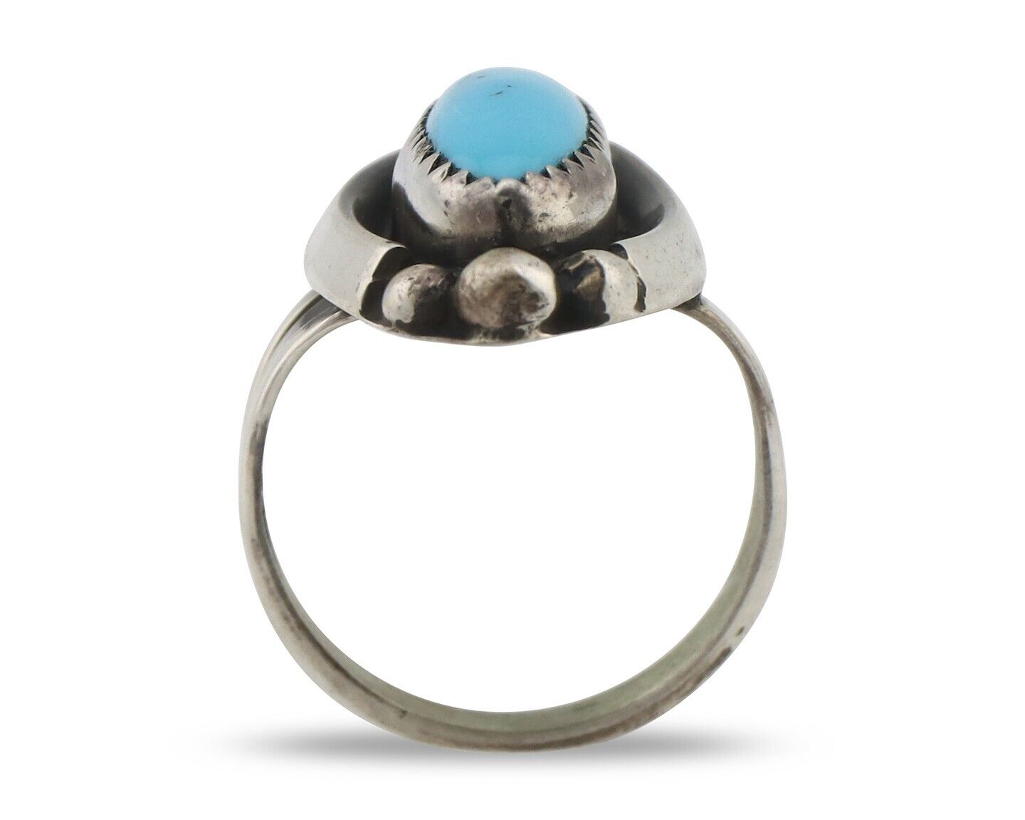 Navajo Ring .925 Silver Sleeping Beauty Turquoise Signed SkyStone Creations C80s