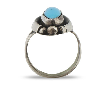 Navajo Ring .925 Silver Sleeping Beauty Turquoise Signed SkyStone Creations C80s