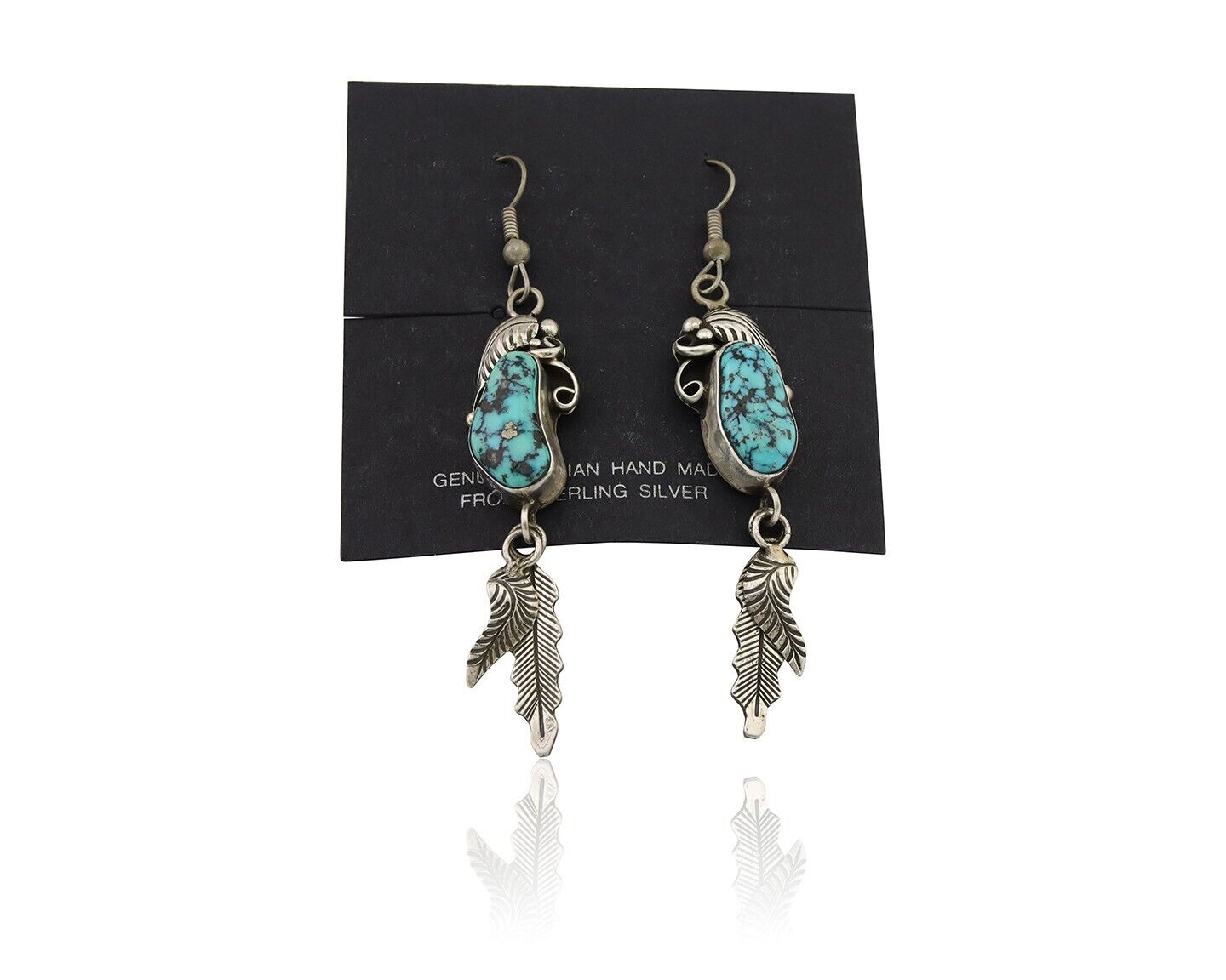 Navajo Dangle Earrings 925 Silver Blue Native American Artist C.80's