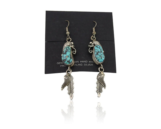 Navajo Dangle Earrings 925 Silver Blue Native American Artist C.80's