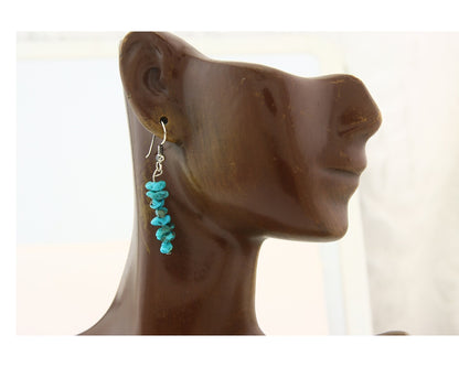 Navajo Dangle Earrings 925 Silver Natural Turquoise Native American Artist C80s