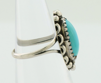 Navajo Ring 925 Silver Sleeping Beauty Turquoise Artist Signed SC C.80's