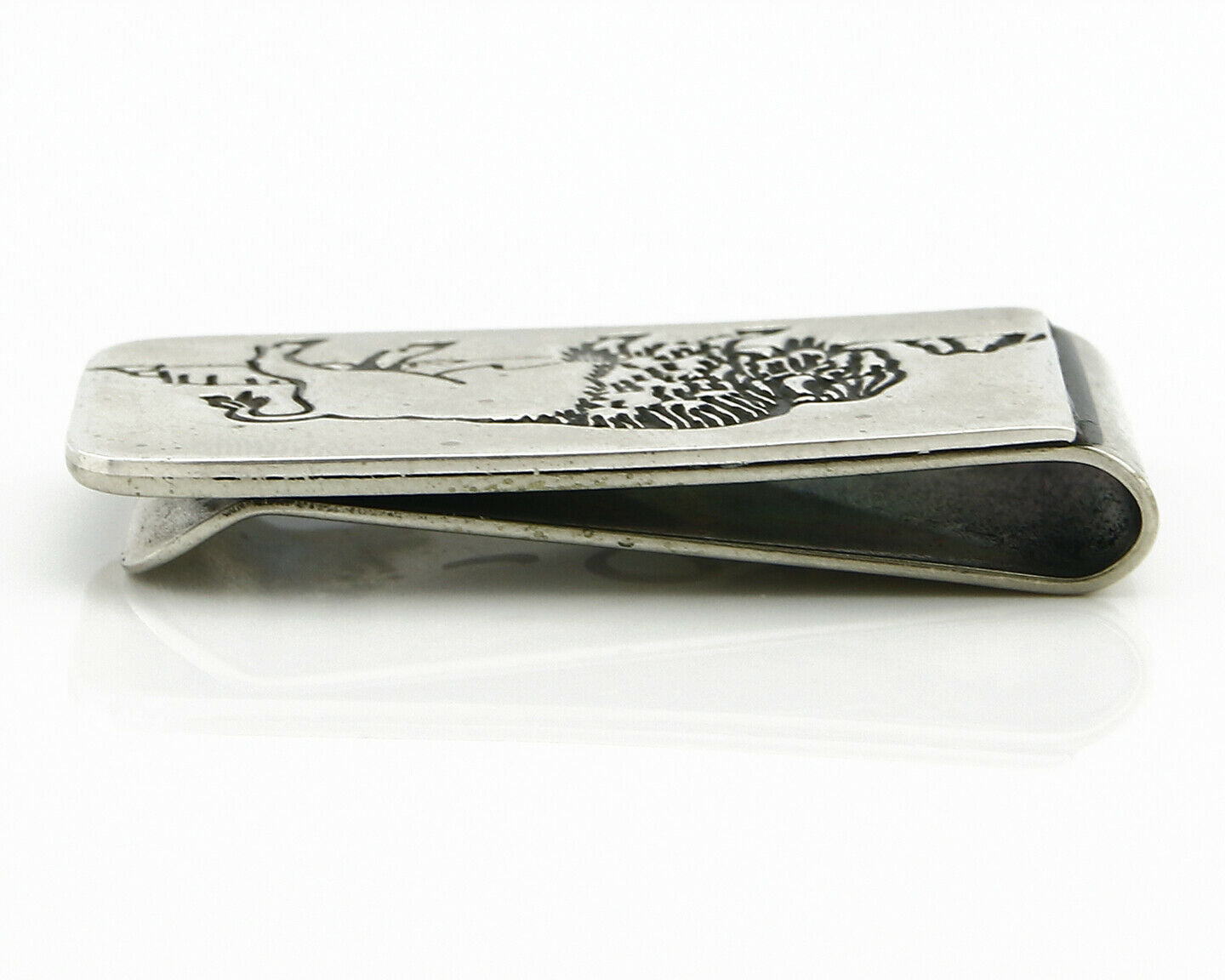 Navajo Money Clip .925 Silver & Nickle Hand Stamped Artist Native C.80's-90's