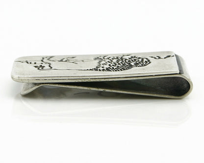 Navajo Money Clip .925 Silver & Nickle Hand Stamped Artist Native C.80's-90's