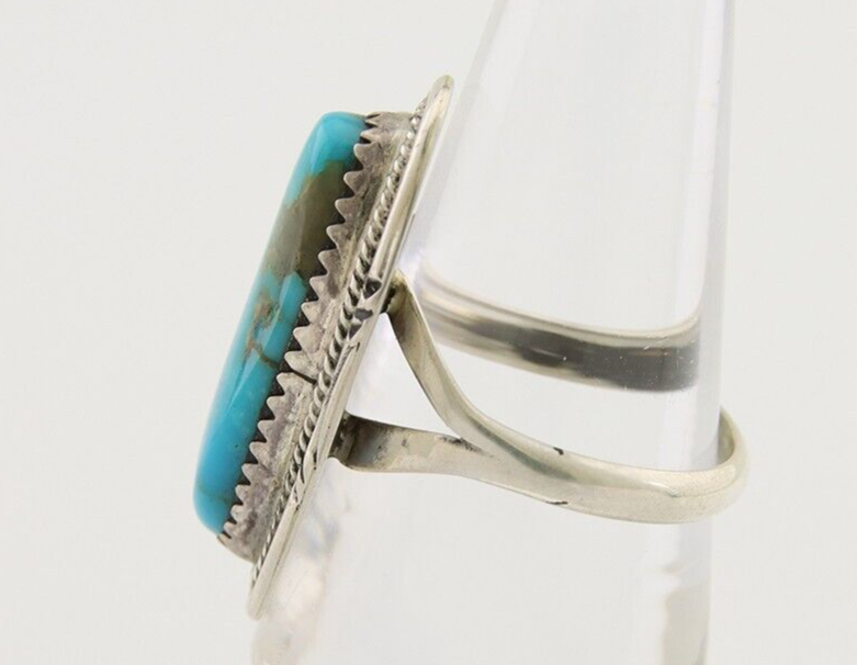 Navajo Ring 925 Silver Natural Blue Turquoise Native American Artist C.80's
