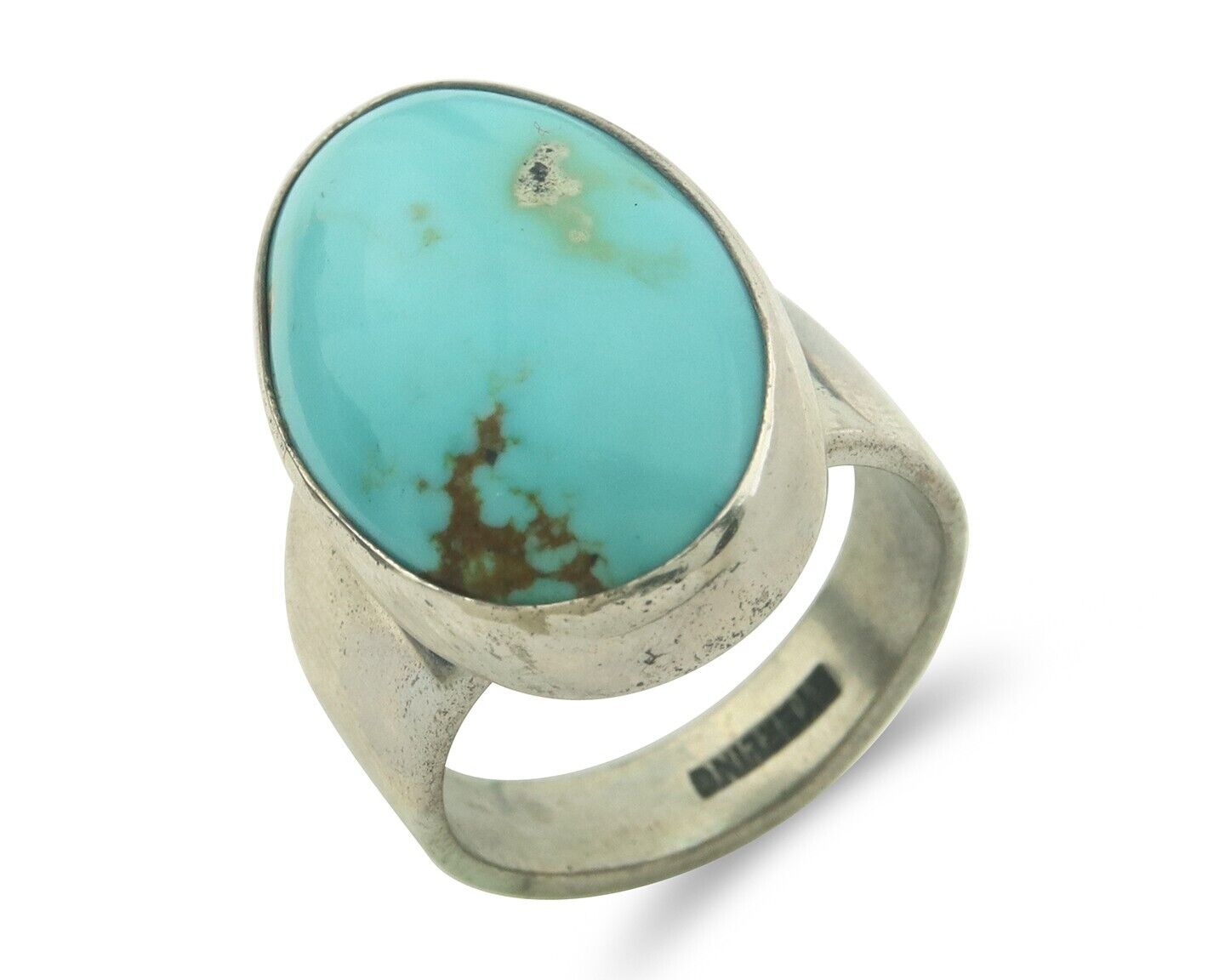 Navajo Ring 925 Sterling Turquoise Handmade Signed M Montoya C.80's Size 8.0