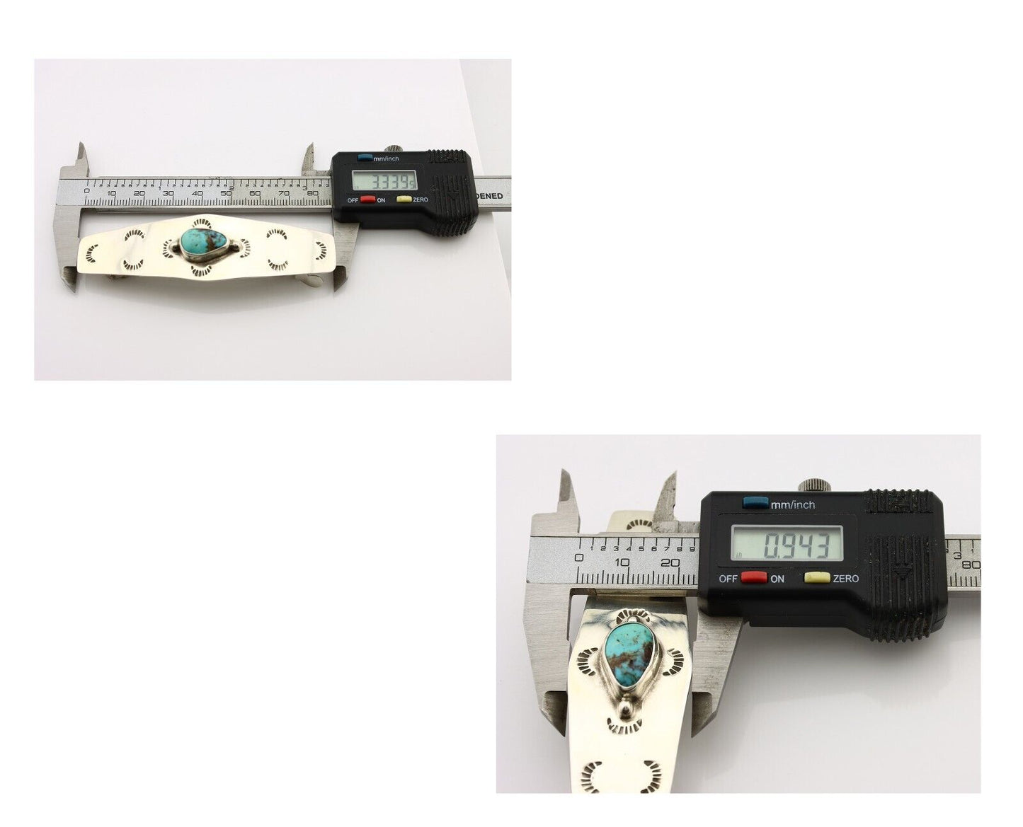 Women's Navajo Hair Clip Bisbee Turquoise 925 Silver Native American C.80's