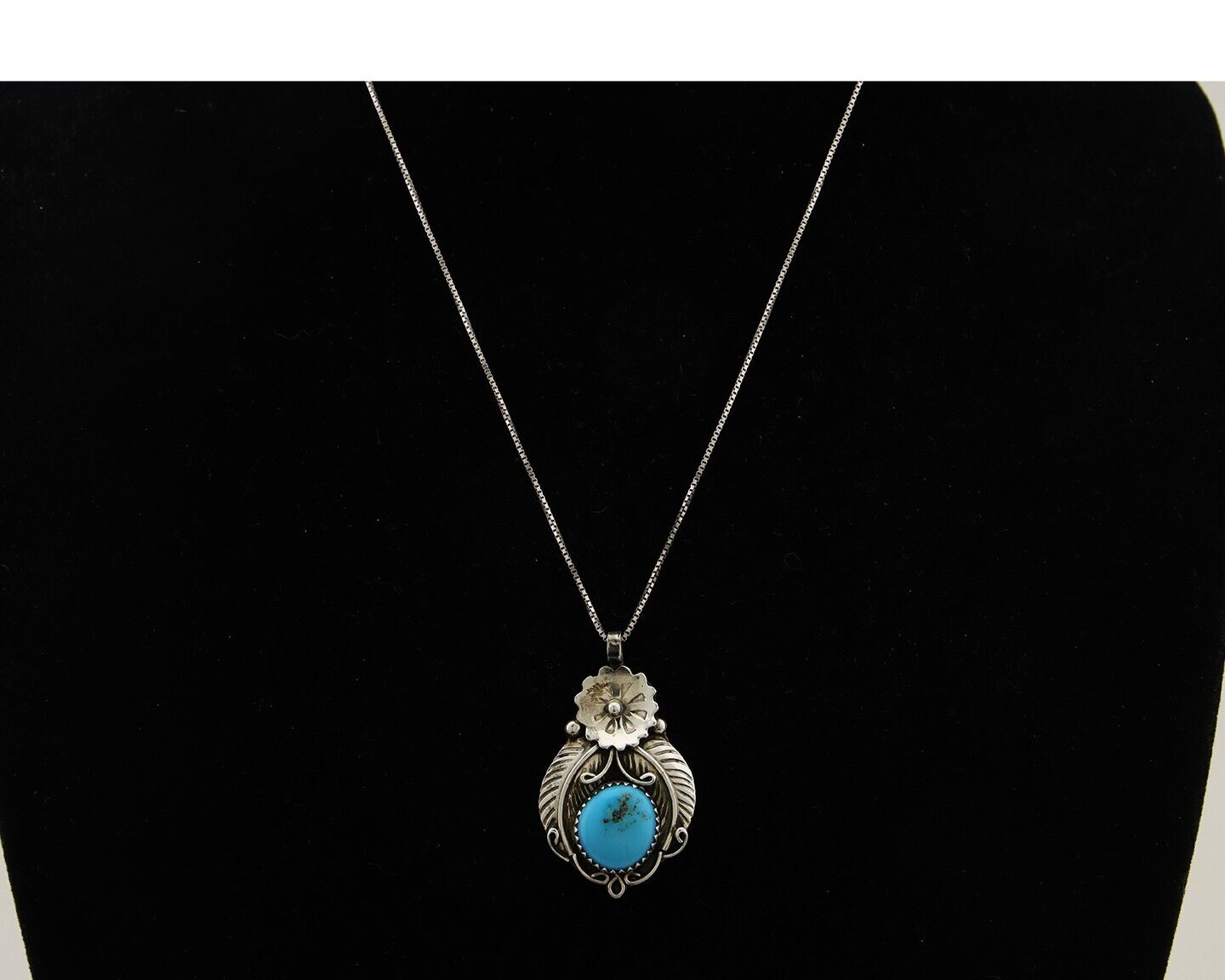 Navajo Necklace 925 Silver Natural Turquoise Artist Signed Mike Begay C.80's