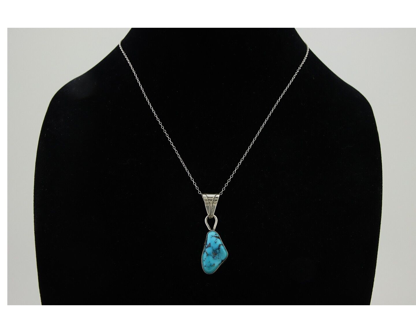 Navajo Necklace 925 Silver Natural Blue Turquoise Artist Tony Guerro C.80's