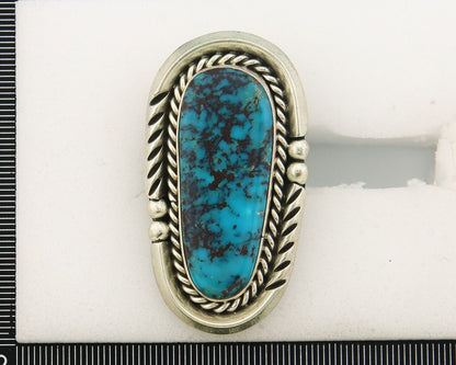 Navajo Ring 925 Sterling Natural Blue Turquoise Signed Ben S C.80's Size 9.0