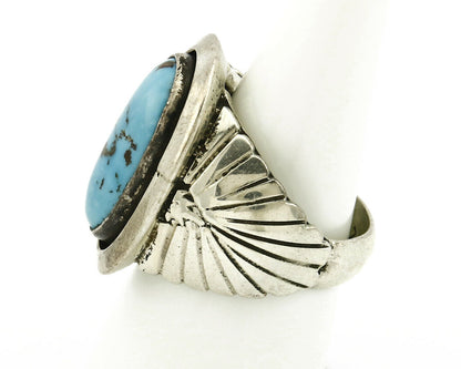 Navajo Ring .925 SOLID Silver Castle Dome Turquoise Signed Doug Zachary C.80's