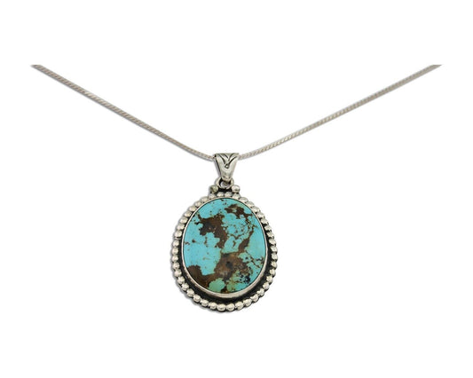 Navajo Necklace 925 Silver Natural Blue Turquoise Artist Signed M Montoya C.80's