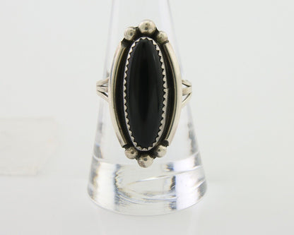 Navajo Handmade Ring 925 Silver Black Onyx Artist Signed SC C.80's