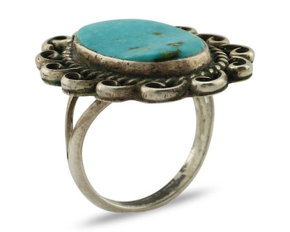 Navajo Ring 925 Silver Natural Blue Turquoise Native American Artist C.80's