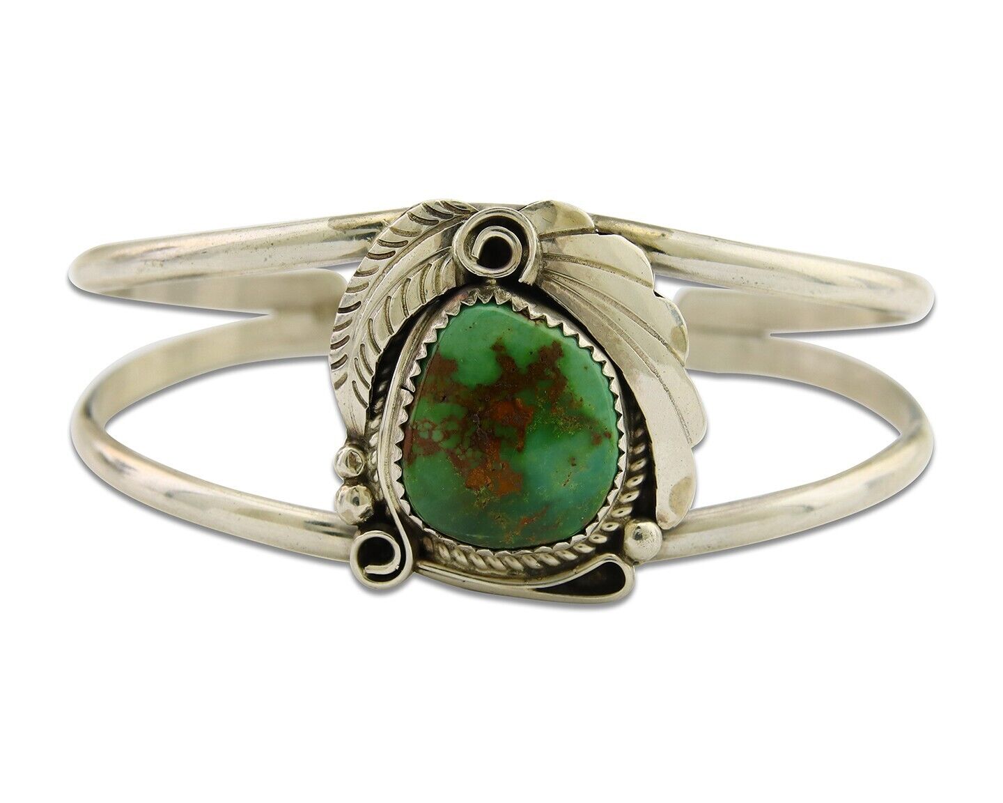 Navajo Cuff Bracelet 925 Silver Turquoise Artist Signed C Davis C.80's