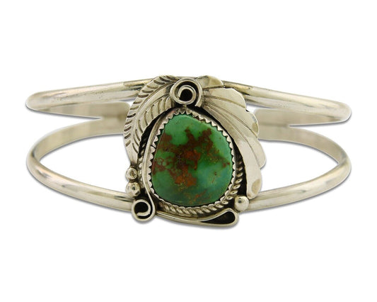 Navajo Cuff Bracelet 925 Silver Turquoise Artist Signed C Davis C.80's