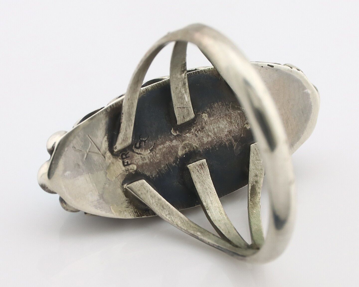 Navajo Ring .925 Silver Sleeping Beauty Turquoise Signed SkyStone Creations C80s