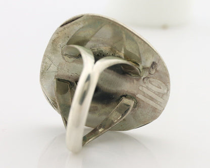 Navajo Ring 925 Silver Spiderweb Turquoise Signed Phillip Zachary C.80's