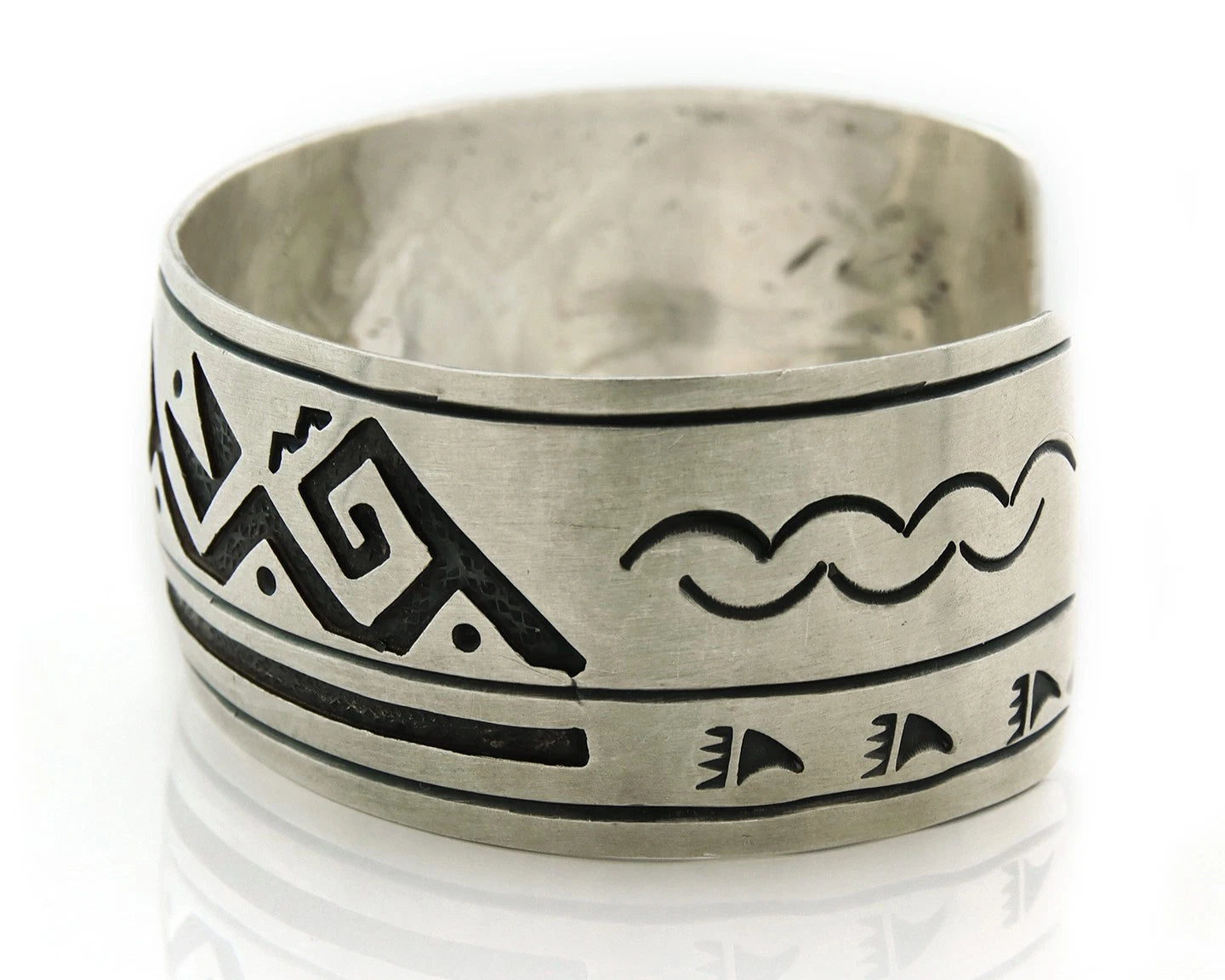 Navajo Cuff Bracelet 925 Sterling Silver Vintage Handmade Signed B Piaso