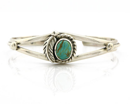 Navajo Bracelet .925 Silver Turquoise Mountain Signed Calvin Peterson C.80's