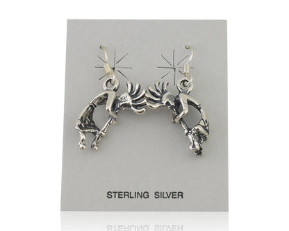 Navajo Kokopelli Dangle Earrings 925 Silver Native American Artist C.80's