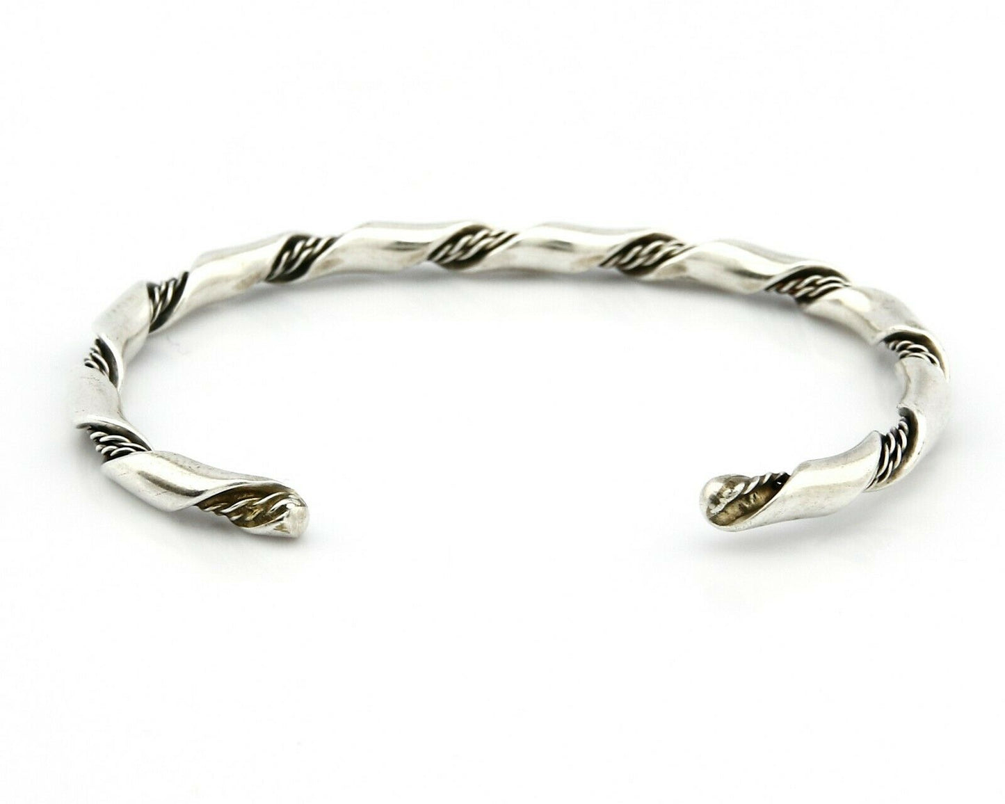 Navajo 3.8 mm Wide 925 Solid Sterling Silver Handmade Hand Stamped Cuff Bracelet
