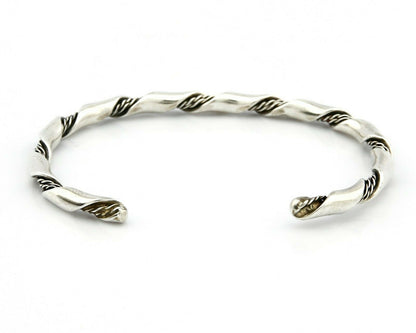 Navajo 3.8 mm Wide 925 Solid Sterling Silver Handmade Hand Stamped Cuff Bracelet