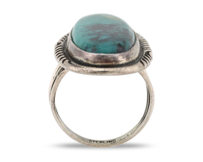 Navajo Ring 925 Silver Natural Blue Turquoise Signed William Denetdale C.80s