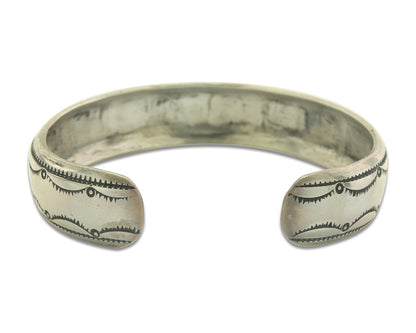 Navajo Bracelet 925 Silver Inlaid Coral Turquoise Cuff Artist Signed LB C.80's