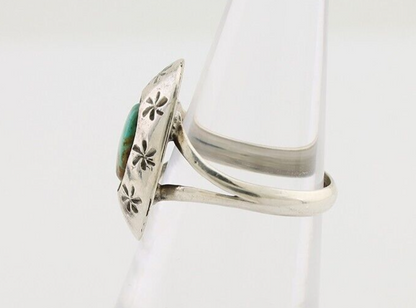 Navajo Ring 925 Silver Kingman Turquoise Native American Artist C.80's