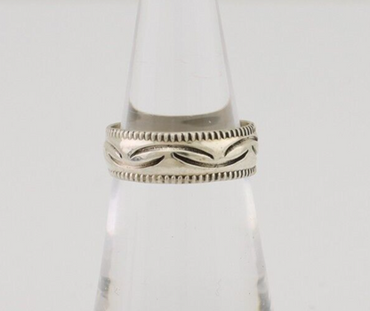 Navajo Hand Stamped Band 925 Silver 6.0 mm Native Artist Size 5.25 C.80's