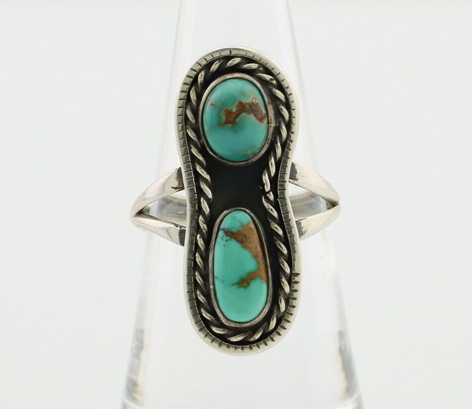 Navajo Handmade Ring 925 Silver Natural Turquoise Native American Artist C.80's