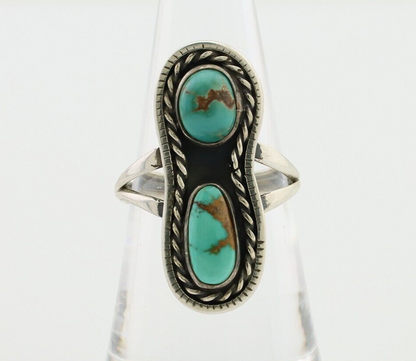 Navajo Handmade Ring 925 Silver Natural Turquoise Native American Artist C.80's