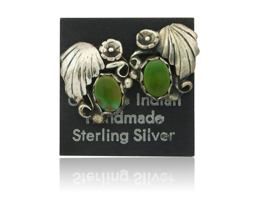 Navajo Earrings 925 Silver Royston Turquoise Native American Artist C.80's