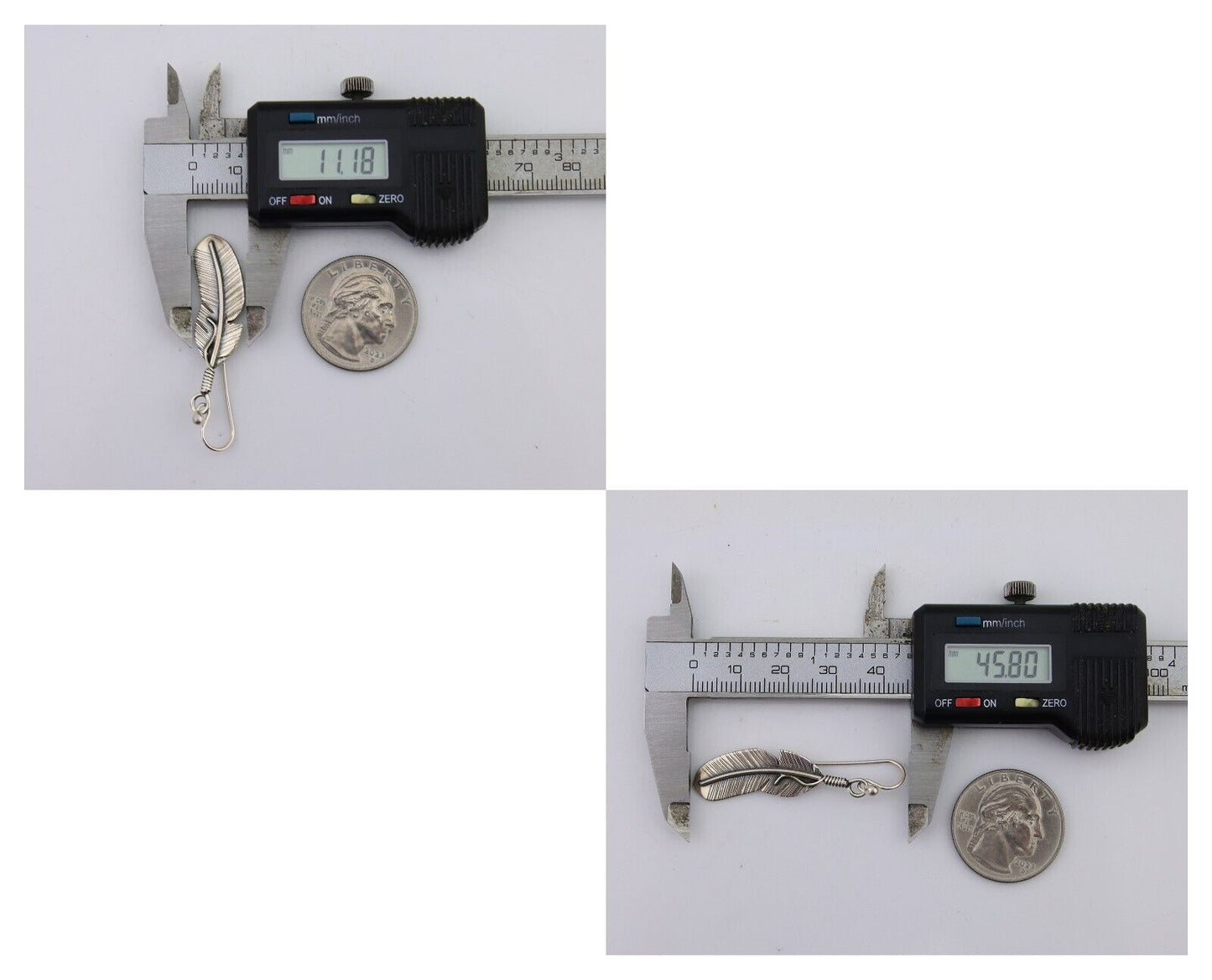 Navajo Eagle Feather Dangle Earrings 925 Silver Native American Artist C.80's