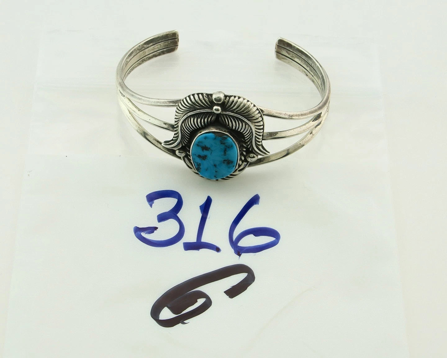 Navajo Cuff Bracelet 925 Sterling Silver Turquoise Vintage Signed MLS
