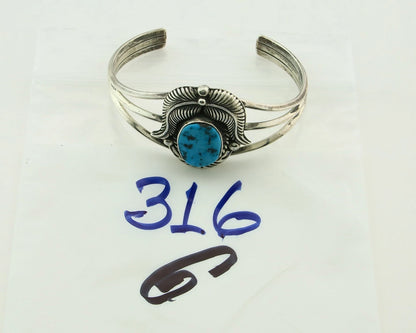 Navajo Cuff Bracelet 925 Sterling Silver Turquoise Vintage Signed MLS