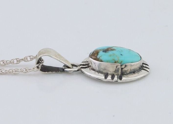 Navajo Necklace 925 Silver Natural Kingman Turquoise Native American C.80's