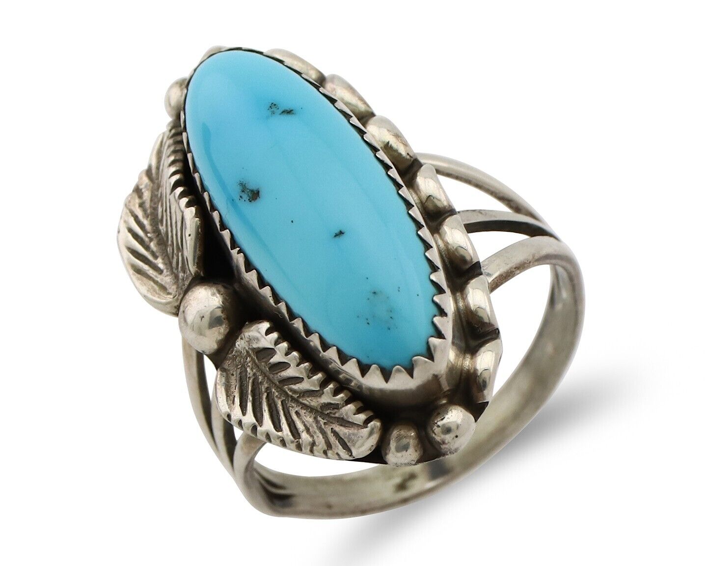 Navajo Ring 925 Silver Sleeping Beauty Turquoise Signed SC C.80's