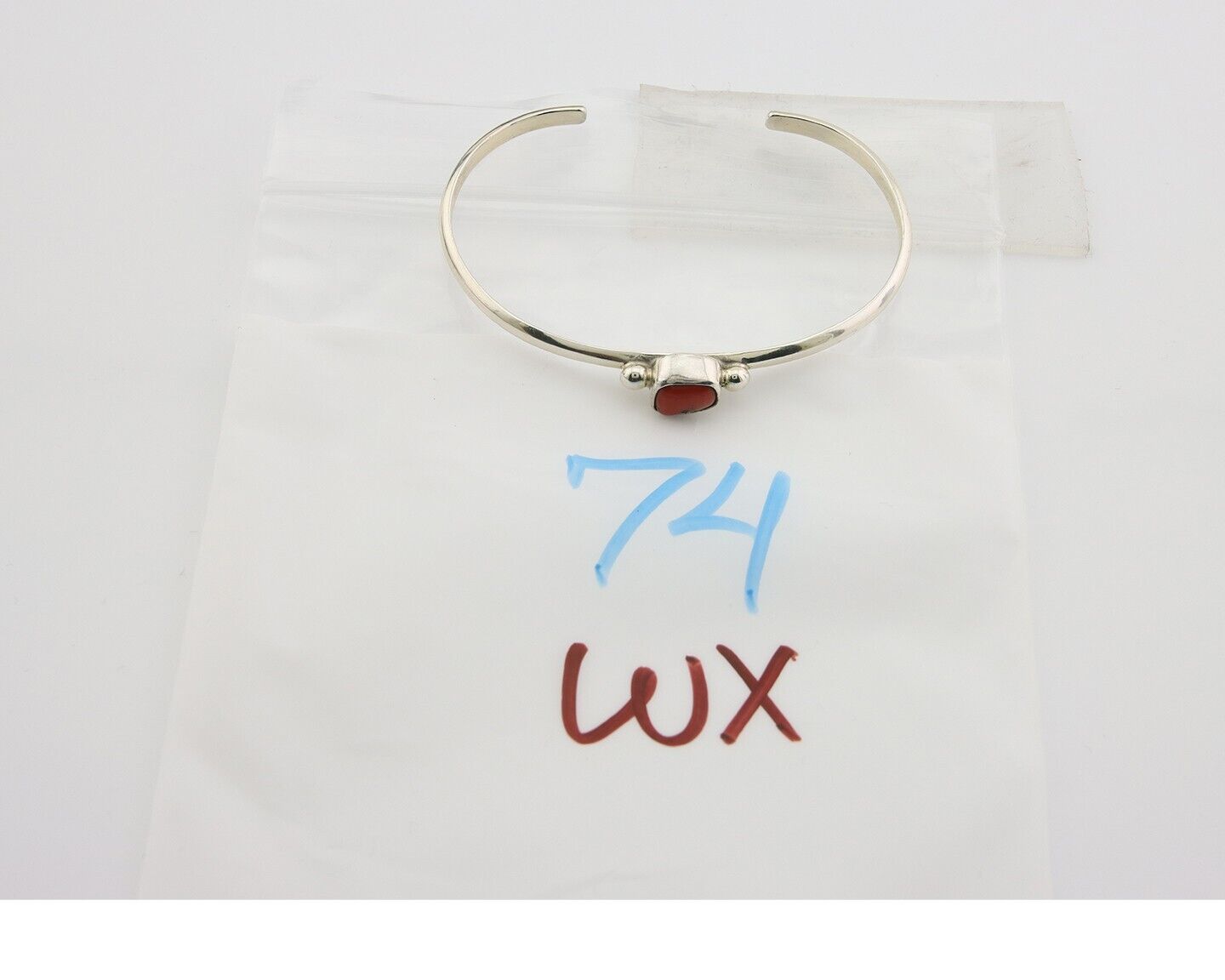 Navajo Bracelet .925 Silver Natural Red Coral Cuff Native American Artist C.80's