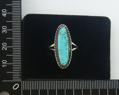 Navajo Ring 925 Sterling Natural Turquoise Native Artist C.80's Size 6.75