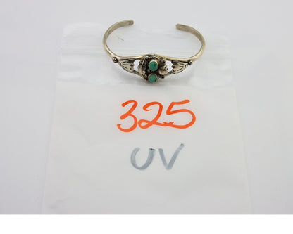 Navajo Bracelet 925 Silver Cuff Turquoise Handmade Native Artist C.80's