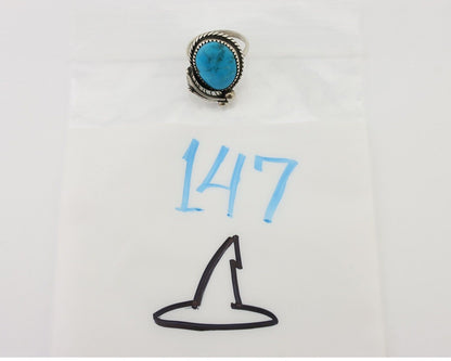 Navajo Ring 925 Silver Natural Kingman Turquoise Native American Artist C.80's