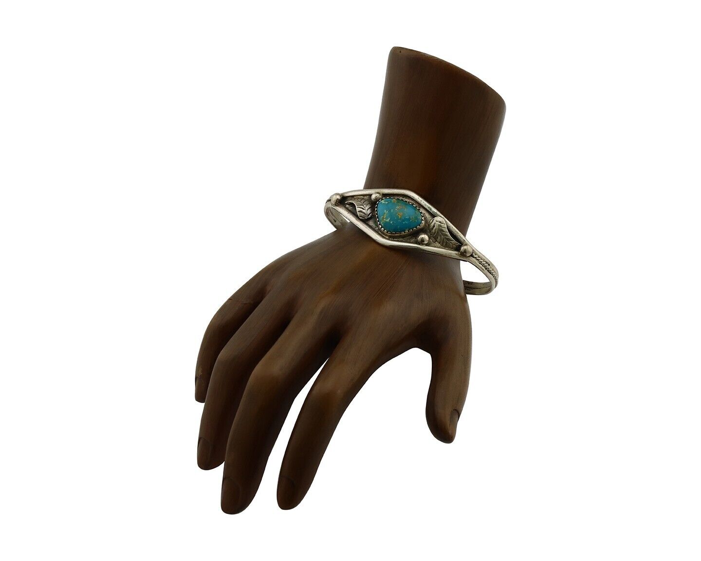 Navajo Bracelet 925 Silver Kingman Turquoise Native American Artist C.80's