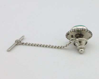 Navajo Tie Tack 925 Silver Natural Mined Turquoise Native American Artist C.80's
