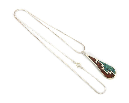 Navajo Necklace Sterling Silver Authentic Inlaid Gemstone Native American