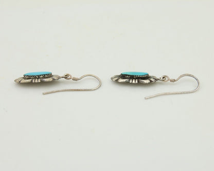 Navajo Hand Stamped Earrings 925 Silver Natural Turquoise Native Artist C.80's