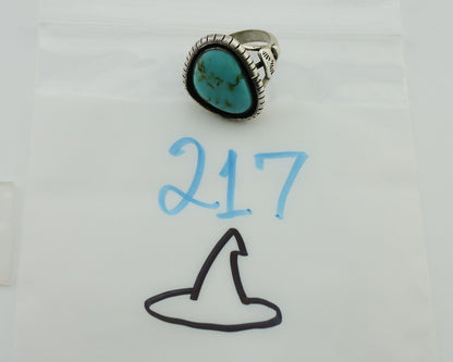Navajo Handmade Ring 925 Silver Natural Turquoise Signed M Montoya C.80's