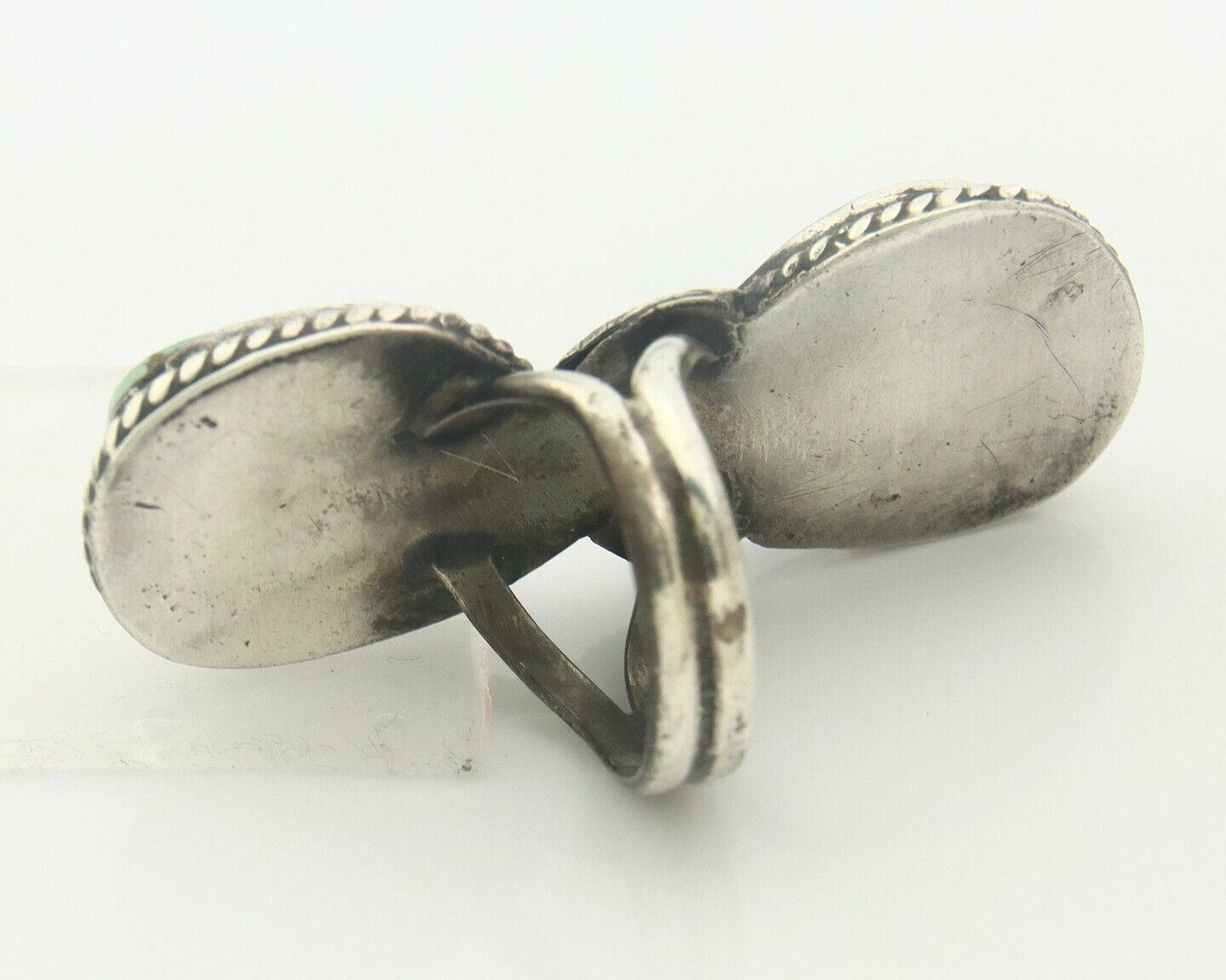 Navajo Ring 925 Sterling Turquoise Handmade Native Artist C.80's Size 7.0